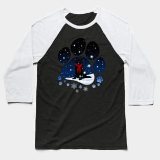 Snow Paw Newfoundland Christmas Winter Holiday Baseball T-Shirt